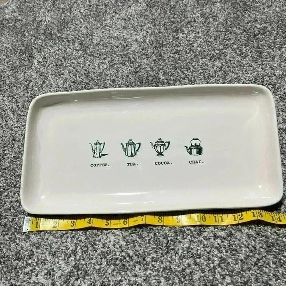 Rae Dunn Coffee Tea Cocoa Chai Tray Platter Ceramic Serving Dish Trinket Dish - Picture 2 of 5
